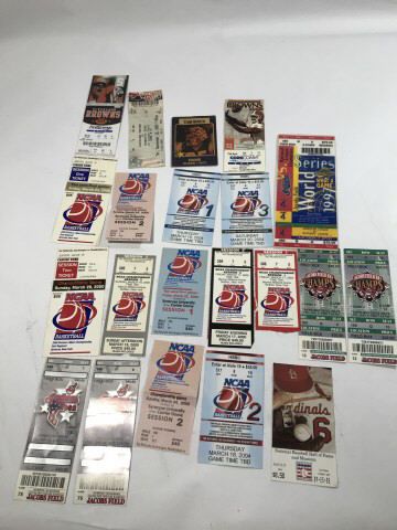 Lot 65: 21 ticket stubs from football, baseball and