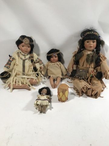 Lot 67: Porcelain American Indian Dolls (4)