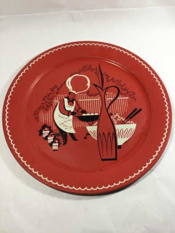 Lot 91: Vintage 1950s Metal Serving Tray -Barbecue Motif