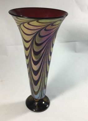Lot 94: Trumpet Glass Vase by Artist Rick Strini - Signed
