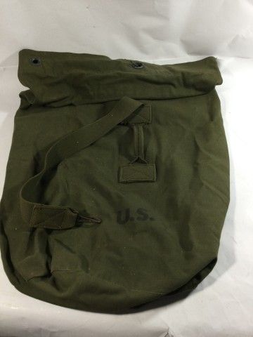 Lot 115: Military Duffel Bag, Ammo Box, and Shovel