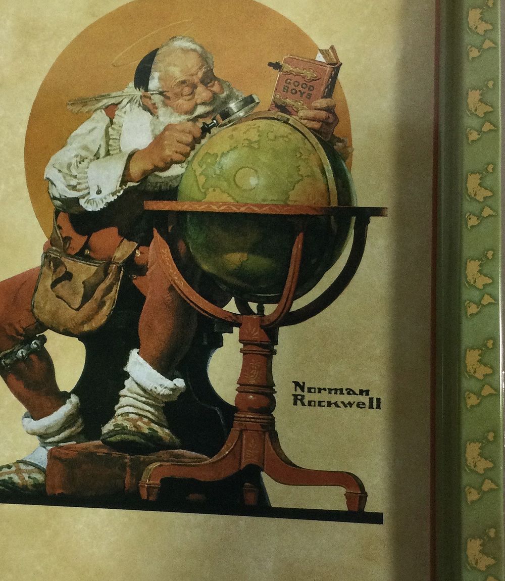 Lot 213: Norman Rockwell Metal Tray of Santa Claus