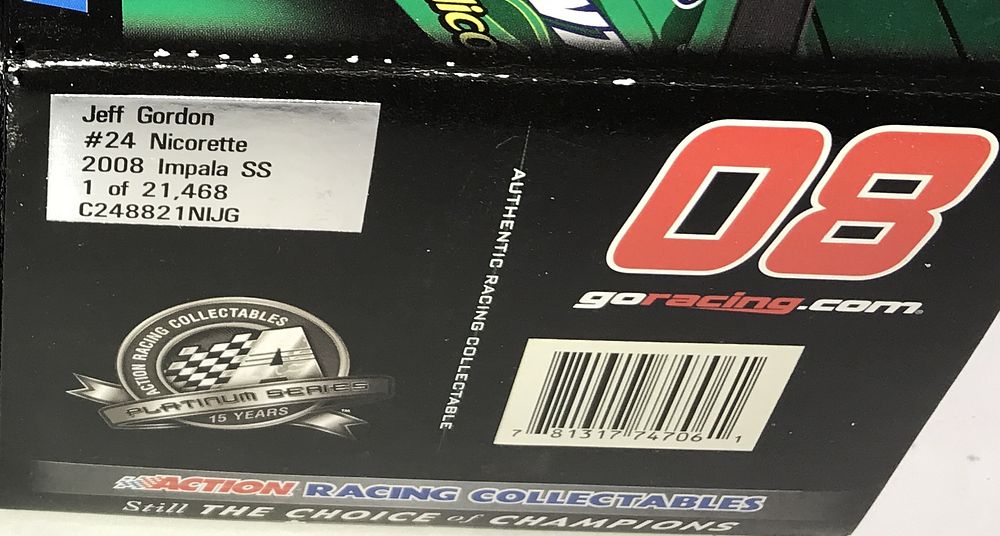 Lot 558: Jeff Gordon #24 Nicorette 2008 Impala Die-Cast