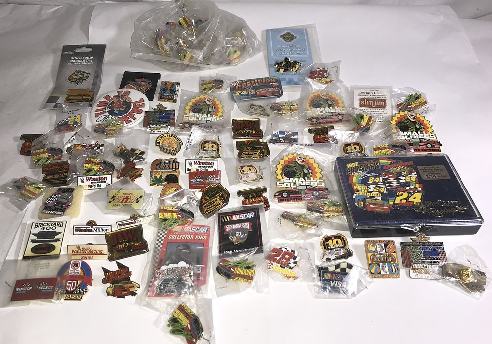 Lot 641: NASCAR & Football Large Pins Collection
