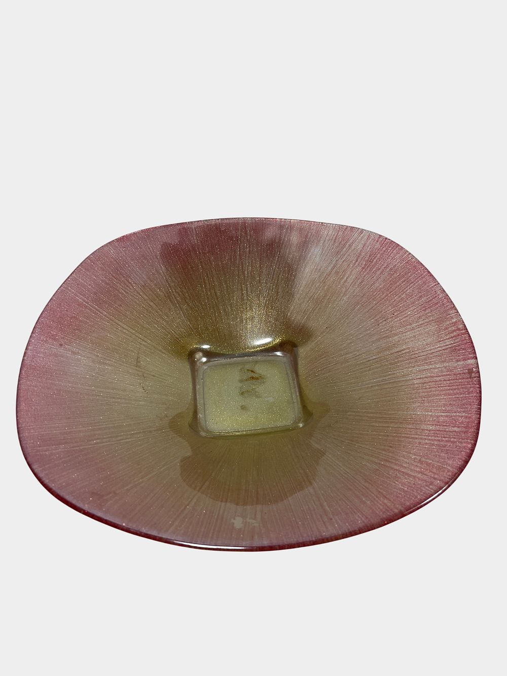 Lot 82: Contemporary Flared Art Glass Bowl with Red and Gold Metallic Starburst Finish