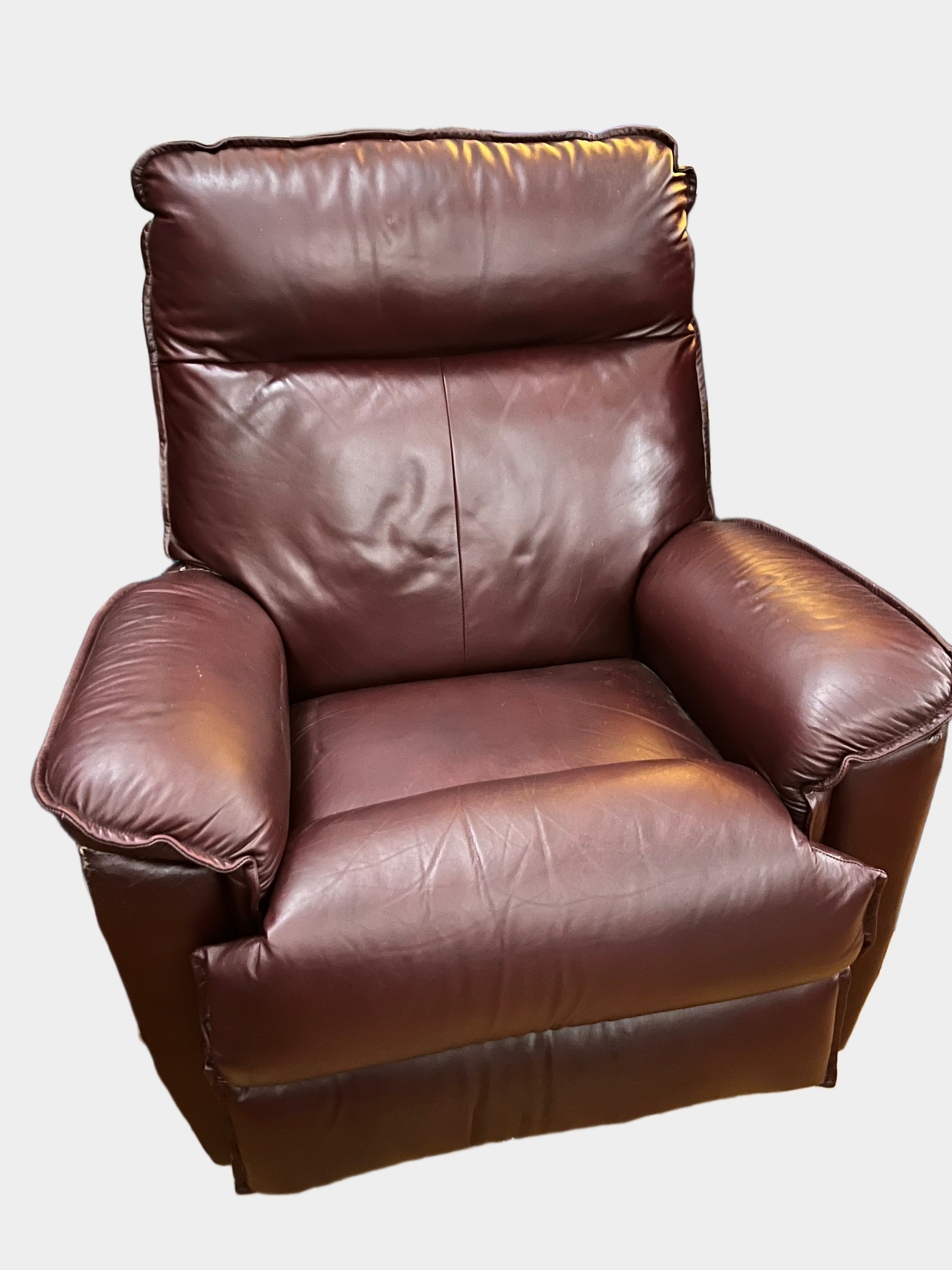 Contemporary Leather Recliner Armchair in Burgundy