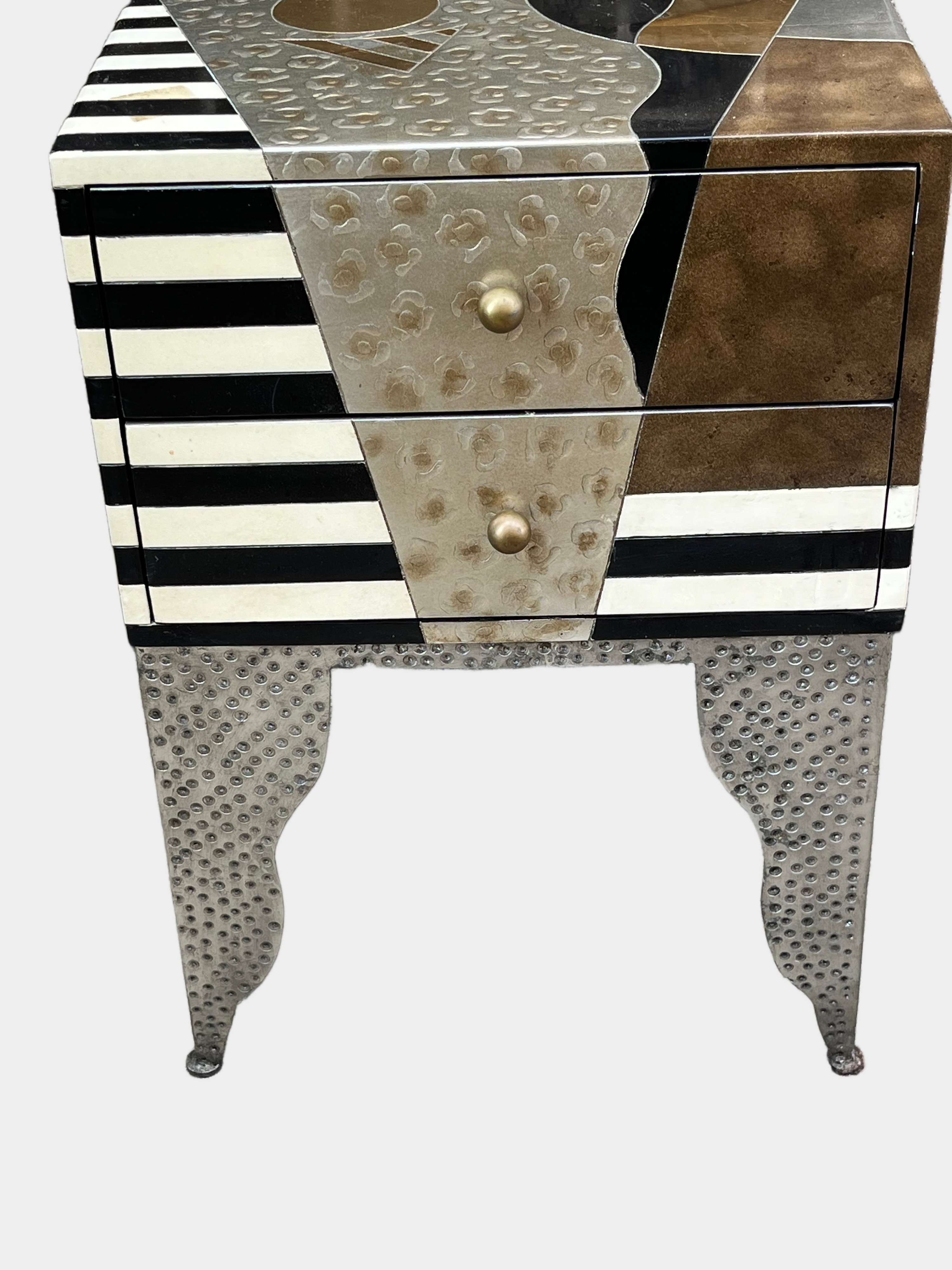 Postmodern Two Drawer Geometric Pattern Accent Chest
