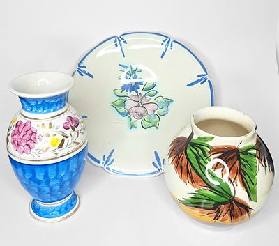 לוט יפהפה!! פלקרמיק, קדר, קרנת. לוט קרמיקה ישראלית, תוצרת פלקרמיק, קדר וקרנת. צלחת פלקרמיק חתומה 