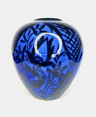 פלקרמיק - פלקרמיק. אגרטל קרמיקה ישראלית תוצרת פלקרמיק, בצבעי כחול שחור לא שכיחים בנוף, באיורי 