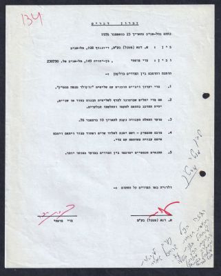 צדי צרפתי - צדי צרפתי - 2 חתימות על הסכמים בדבר בימוי תכנית של "שוקולד מנטה מסטיק", 1976. זכרון 
