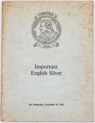 חוברת כלי כסף אנגליים, IMPORTANT ENGLISH SILVER, הוצאת כריסטי, 1973