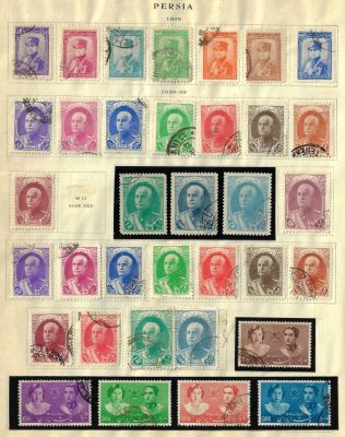 לוט בולי אירן, בולי PERSIA, חתומים ומינט, שנים 1914 עד שנת 1929, מסודרים בשני דפי קטלוג 
