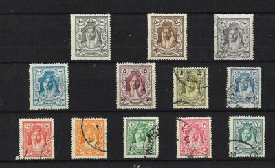 לוט נדיר של 12 בולי TRANS JORDAN, שנת 1927. מצב USED, כמו כן בולי 500 ו-1000 מיל במצב מינט. בול 