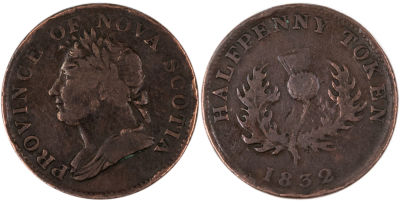 נובה סקוטיה - קנדה, מטבע/טוקן, עריך 1/2 פני, 1832, הפרובינציה של נובה סקוטיה