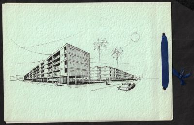 חולון - חוברת פרסומית לדירות שכון עובדים, פרויקט שיכונים בחולון 1963-64. הפרויקט, בבתים בני 4 