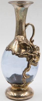 אגרטל, זכוכית צבעונית בניפוח בעבודת יד אמן וכסף 925, אלקטרופורמינג, תוצרת King Solomon Finds. גוב 