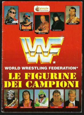 WWF - אלבום קלפים האבקות, WWF, מהדורה איטלקית, הוצאת מרלין, 1991. נציגות בולטת להאלק הוגאן, ואן 