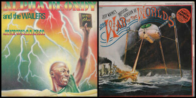 לוט 2 תקליטים לועזיים: 1. מלחמת העולמות (כולל החוברת). 2.אלפא בלונדי, מצבים שונים