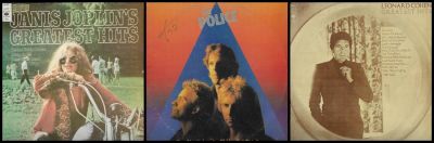 לוט 3 תקליטים לועזיים: 1. לאונרד כהן. 2. פוליס. 3. ג'ניס ג'ופלין, מצבים שונים