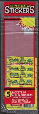 צבי הנינג'ה - מארז סגור הכולל 5 מעטפות קלפים של אלבום צבי הנינג'ה, 1989. המארז מושלם, המעטפות 