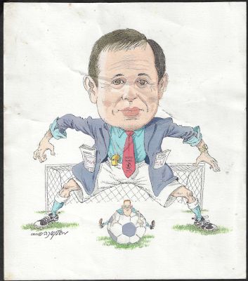 הפועל פתח תקוה - איור מקורי של הבעלים של הפועל פתח תקוה, מאיר שמיר, שצויר בידי המאייר מישל קישקה 