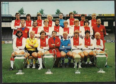 אייאקס - גלויה פרסומית של קבוצת הפאר ההולנדית, אייאקס אמסטרדם, משנת 1973, לאחר הזכייה בגביע אירופה 