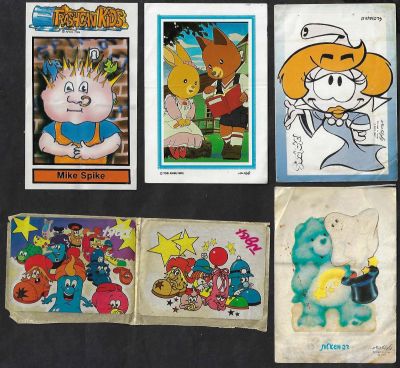 לוט 5 מדבקות שונות: חבורת הזבל, דובוני אכפת לי, הזרבובים ועוד. חברות ישראליות ובינלאומיות. דבק 