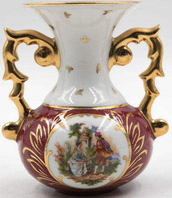 LIMOGES FRANCE - אגרטל לימוז' צרפת, LIMOGES FRANCE, מעוטר בצבעי זהב, חתום בתחתית בשני מקומות