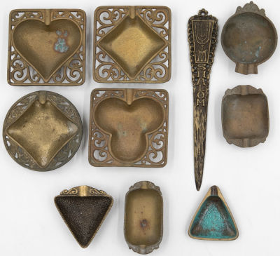 אופנהיים - לוט 10 פריטי ברונזה תוצרת חברת אופנהיים OPPENHEIM ישראל, ביניהם: פותחן מעטפות ומאפרות 