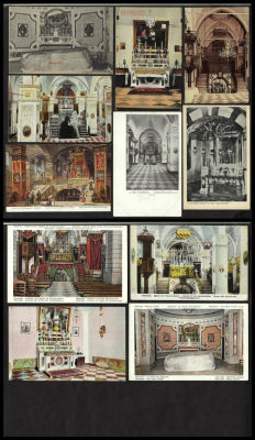 נצרת - לוט 11 גלויות של כנסית הבשורה בנצרת, ארץ ישראל, שונות זו מזו, הוצאות שונות