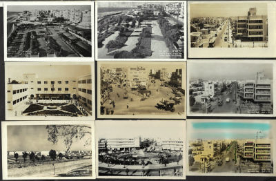 תל אביב - לוט 15 גלויות תל אביב: הבימה, גן מאיר, שפת הים, יד אליהו, ביה"ס ביאליק, רחוב בן יהודה 
