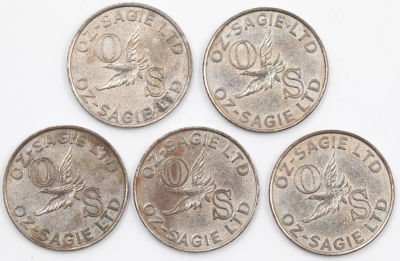 לוט 5 אסימונים של חברת עוז שגיא