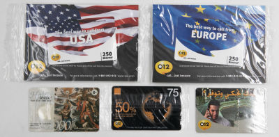 לוט 5 כרטיסי חיוג שונים של 012. הכרטיסים חדשים (פס הגירוד עם הקוד מאחור לא גורד), ארבעה מהם גם 