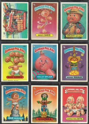 חבורת הזבל - לוט 9 קלפים של חבורת הזבל, המהדורה האמריקאית, שנת 1987, כולל רון מצא מטמון. מקוריים 