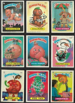 חבורת הזבל - לוט 9 קלפים של חבורת הזבל, המהדורה האמריקאית, שנת 1987, כולל רון מצא מטמון. מקוריים 