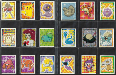 פוקימון - לוט 18 קלפים של אלבום פוקימון, דור 1, הוצאת מרלין/טופס, שונים זה מזה, בכל לוט שני קלפים 