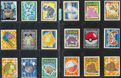 פוקימון - לוט 18 קלפים של אלבום פוקימון, דור 1, הוצאת מרלין/טופס, שונים זה מזה, בכל לוט שני קלפים 