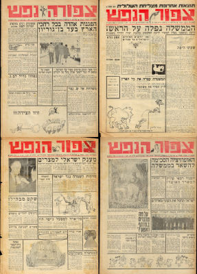 צפור הנפש - לוט ארבעה גיליונות של "צפור הנפש" - המדור הסאטירי, שהופיע בידיעות אחרונות בשנים 