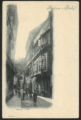 גלויה של גטו פראג, צ'כוסלובקיה. הגלויה לא הייתה בשימוש.