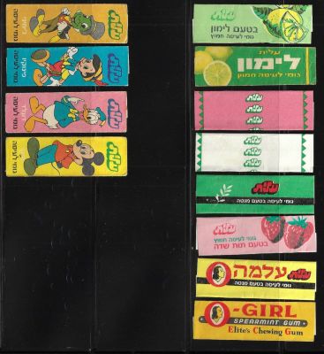 לוט 12 עטיפות מסטיק של חברת עלית, נושאים שונים, מצבים טובים