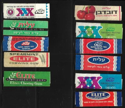 לוט 11 עטיפות מסטיק של חברת עלית, נושאים שונים, מצבים טובים