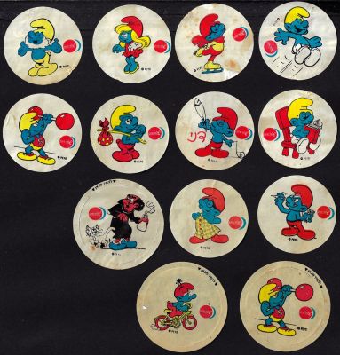 הדרדסים - לוט 13 מדבקות הדרדסים, מתנת חברת שטראוס, ניתנה במתנה לרוכשי מעדני חלב של החברה, שנות 