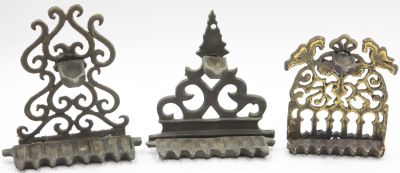 לוט 3 חנוכיות שמן אירופאיות קטנות, שונות זו מזו, מצבים טובים