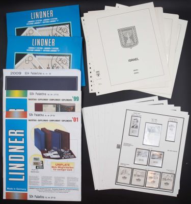 לוט של דפים לאלבום יעודי לבולים, כולם חדשים ולא היו בשימוש, על הדפים הדפסת תמונות הבולים וכיסי 