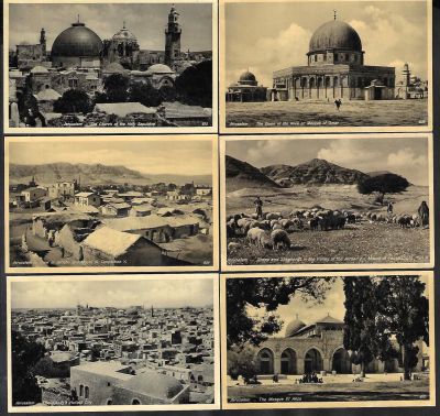 לוט 6 גלויות שונות של מראות בירושלים, פלשתינה, הוצאה לאור בפורט סעיד, מצרים, postcards 