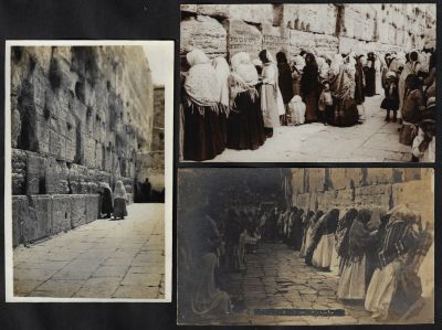 לוט 3 גלויות ריל פוטו של הכותל המערבי, ראשית המאה שעברה