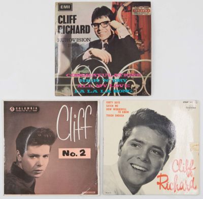 Cliff Richard - לוט שלושה תקליטי 7'', קליף ריצ'ארד, שני תקליטים תוצרת חוץ, אחד תוצרת הארץ