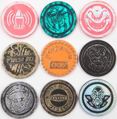 פצצים - לוט 9 פצצים, צבעים שונים כולל צבעוניים ושקופים, פצץ רשמי - פוגים, מצבים טובים עד טובים מאוד