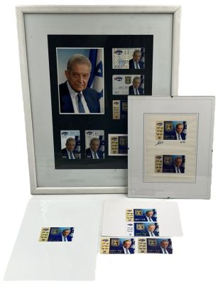 לוט פריטי דפוס של כרטיס חיוג של עזר ויצמן, נשיא מדינת ישראל, במלאות 50 למדינה, חברת ברק. כולל: 