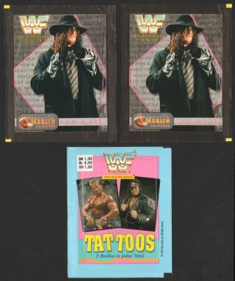 WWF - לוט 3 מעטפות מדבקות וקעקועים של WWF: שתי מעטפות של מדבקות (הוצאת מרלין, שנת 1993) ואחת של 